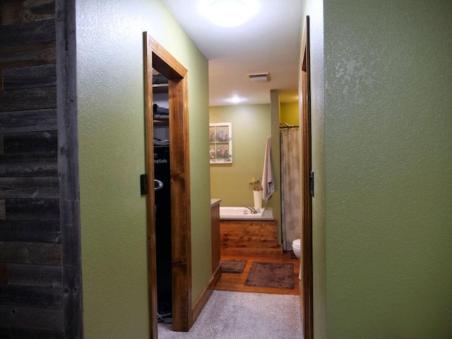 26 N Deer Lk, Villa Grove, IL 61956 - hallway featuring carpet and a textured wall
