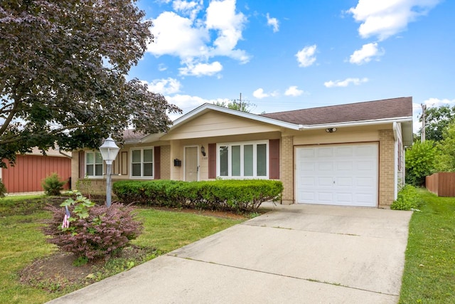 1108 Lancaster Ave, Elk Grove Village, IL 60007 - ranch-style house featuring a garage, brick siding, concrete driveway, and a front yard