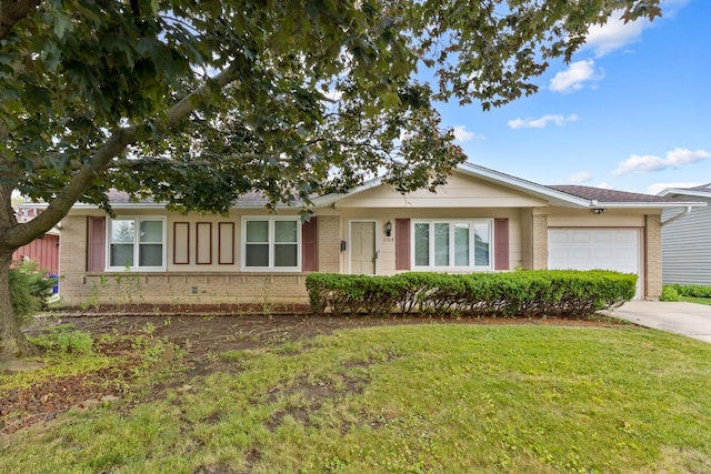 1108 Lancaster Ave, Elk Grove Village, IL 60007 - ranch-style home featuring brick siding, a garage, driveway, and a front lawn