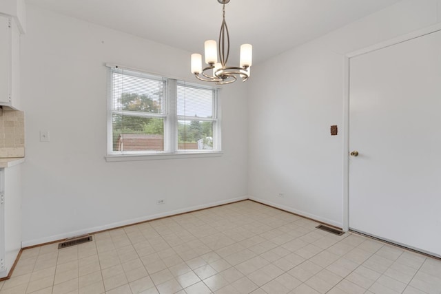 1108 Lancaster Ave, Elk Grove Village, IL 60007 - unfurnished dining area with a chandelier and baseboards