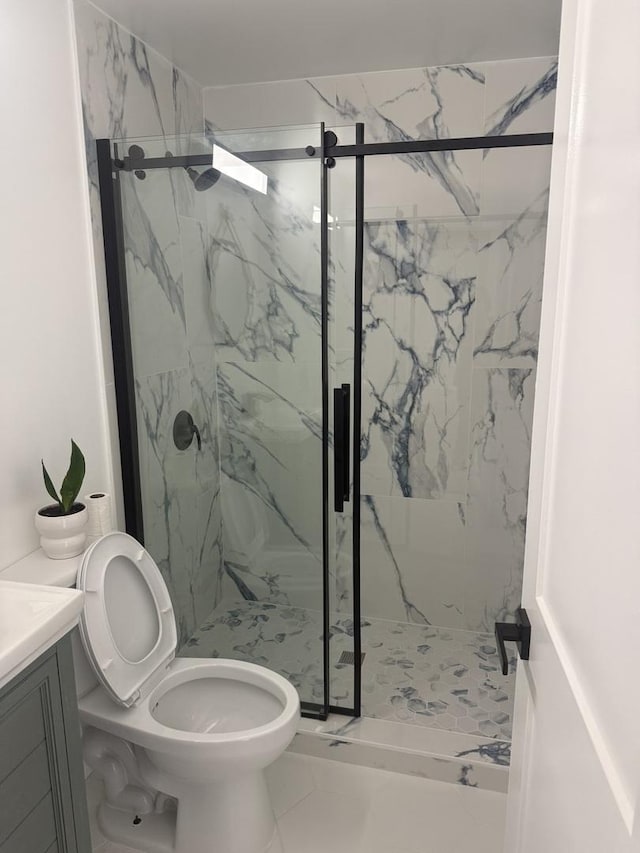 309 SE Circle Dr, Joliet, IL 60433 - full bath featuring vanity and a marble finish shower