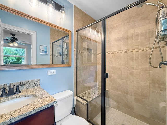 328 Thunderbird Trl, Carol Stream, IL 60188 - full bath with vanity, ceiling fan, and a stall shower