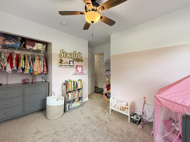 328 Thunderbird Trl, Carol Stream, IL 60188 - bedroom with light carpet, a closet, and ceiling fan