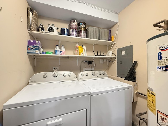 328 Thunderbird Trl, Carol Stream, IL 60188 - washroom featuring water heater, electric panel, and washing machine and clothes dryer