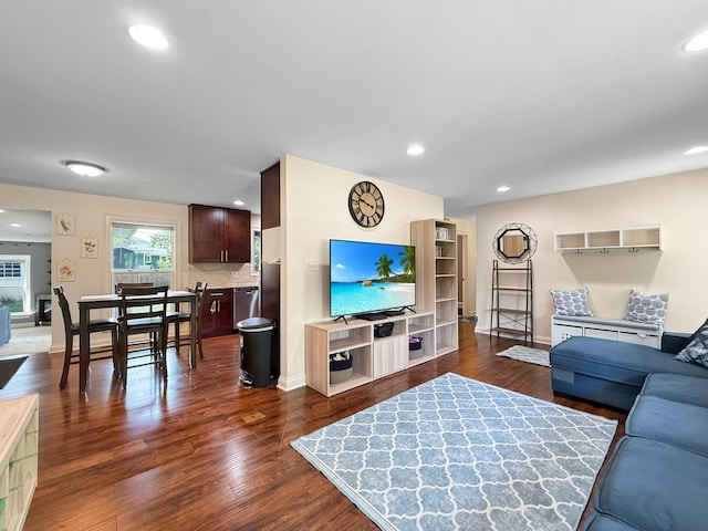328 Thunderbird Trl, Carol Stream, IL 60188 - living room featuring recessed lighting and dark wood finished floors