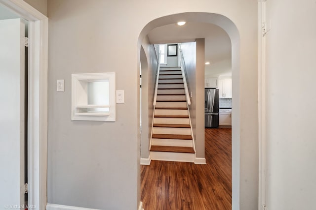 15 Ridge Rd, Lemont, IL 60439 - stairs with wood finished floors and arched walkways