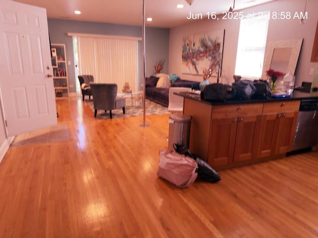 2651 E 74th St Unit 201, Chicago, IL 60649 - living room featuring light wood-style flooring and recessed lighting