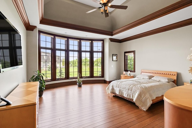 23 Enclave Ct, South Barrington, IL 60010 - bedroom with ornamental molding, a raised ceiling, and wood-type flooring