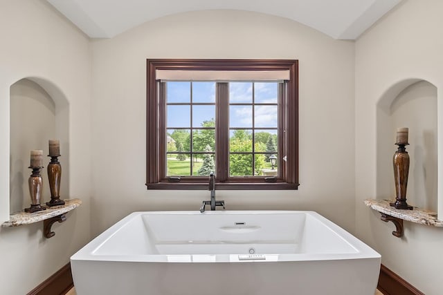 23 Enclave Ct, South Barrington, IL 60010 - full bathroom with a freestanding bath and vaulted ceiling