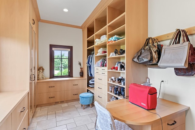 23 Enclave Ct, South Barrington, IL 60010 - mudroom with stone tile floors, crown molding, and recessed lighting