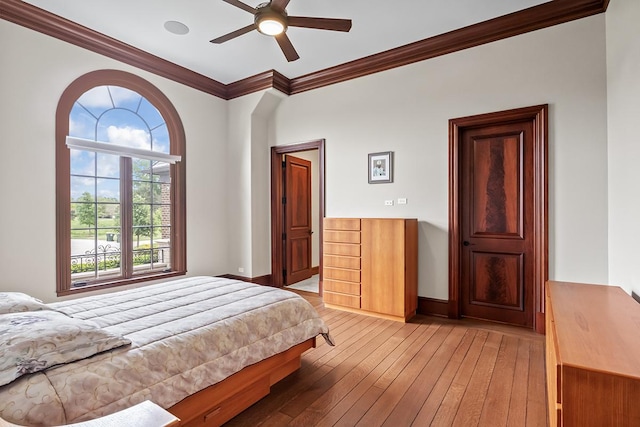 23 Enclave Ct, South Barrington, IL 60010 - bedroom featuring light wood-style flooring, crown molding, and a ceiling fan