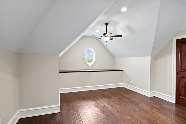23 Enclave Ct, South Barrington, IL 60010 - additional living space with a ceiling fan, wood finished floors, lofted ceiling, and recessed lighting