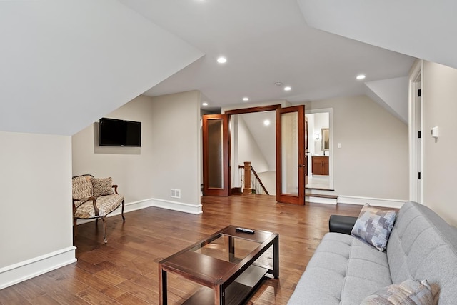 23 Enclave Ct, South Barrington, IL 60010 - living room with wood finished floors, recessed lighting, and lofted ceiling