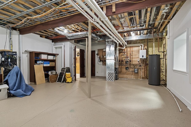 23 Enclave Ct, South Barrington, IL 60010 - unfinished basement with water heater, tankless water heater, and heating unit