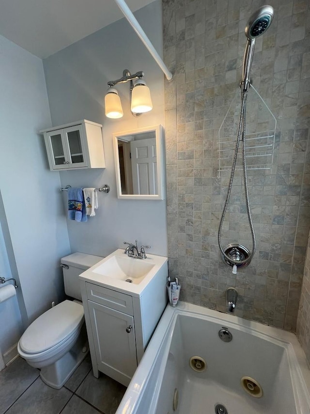 4225 Highland Ave, Downers Grove, IL 60515 - full bathroom featuring vanity, a combined bath / shower with jetted tub, and tile patterned flooring