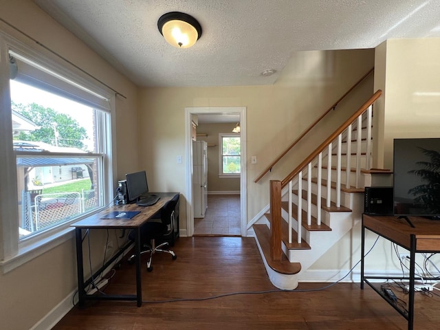 4225 Highland Ave, Downers Grove, IL 60515 - home office featuring a textured ceiling and wood finished floors