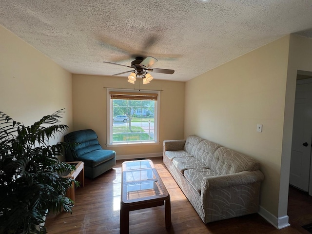 4225 Highland Ave, Downers Grove, IL 60515 - living area with wood finished floors, ceiling fan, and a textured ceiling
