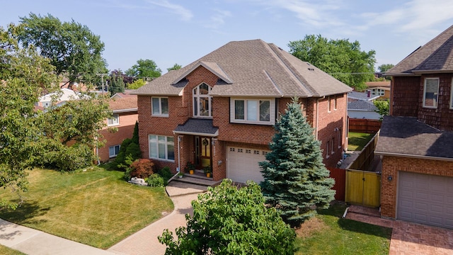 8453 W Bruce Dr, Niles, IL 60714 - view of front of property featuring brick siding, a front lawn, and roof with shingles