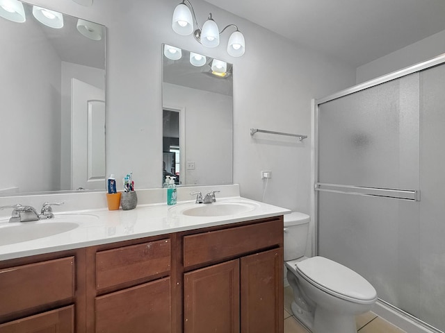 251 Maryland Ln, Pingree Grove, IL 60140 - full bathroom with a shower stall, double vanity, and tile patterned flooring