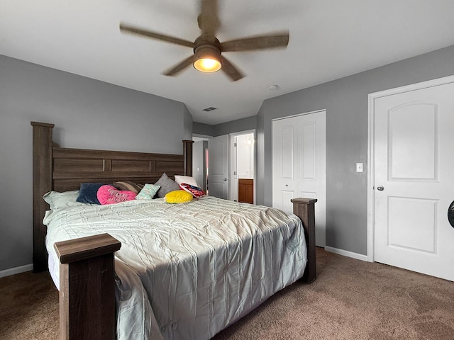 251 Maryland Ln, Pingree Grove, IL 60140 - bedroom with carpet, a closet, and a ceiling fan