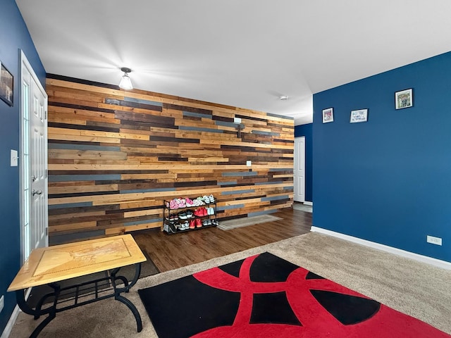 251 Maryland Ln, Pingree Grove, IL 60140 - sitting room featuring wooden walls and wood finished floors