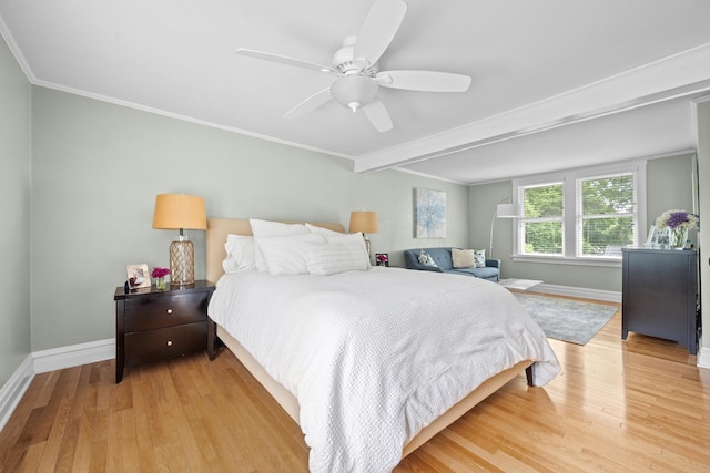 1718 Lake Ave, Wilmette, IL 60091 - bedroom featuring light wood-style flooring, crown molding, and ceiling fan