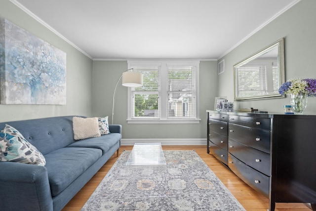 1718 Lake Ave, Wilmette, IL 60091 - living room featuring light wood-style flooring and crown molding