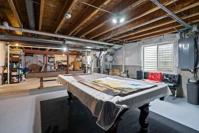 8102 Expedition St, Joliet, IL 60431 - game room with electric panel, billiards, and concrete floors