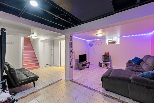 3812 N Pioneer Ave, Chicago, IL 60634 - living room with light tile patterned flooring and stairs