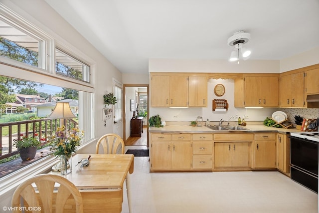 1865 Sunnyside Ave, Westchester, IL 60154 - kitchen featuring range with electric stovetop, healthy amount of natural light, light countertops, and under cabinet range hood