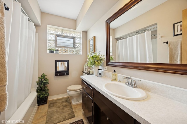 1865 Sunnyside Ave, Westchester, IL 60154 - bathroom featuring vanity, shower / bath combination with curtain, and tile patterned flooring