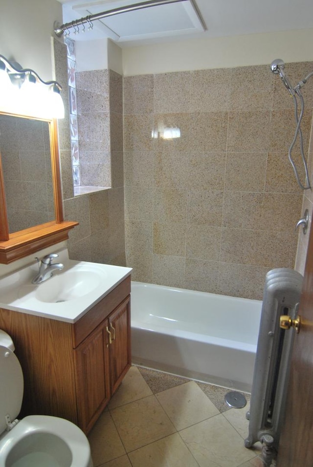 6207 N Winthrop Ave Unit 30, Chicago, IL 60660 - full bath featuring radiator heating unit, shower / washtub combination, vanity, and tile patterned floors