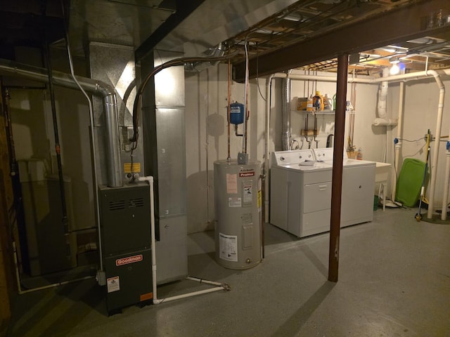 415 Andrea Ct, Harvard, IL 60033 - unfinished below grade area featuring separate washer and dryer, water heater, and heating unit