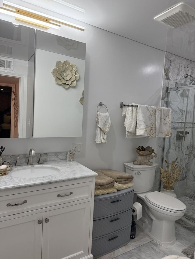 11A Kingery Quarter Unit 202, Willowbrook, IL 60527 - full bath with a marble finish shower, vanity, and marble look tiles