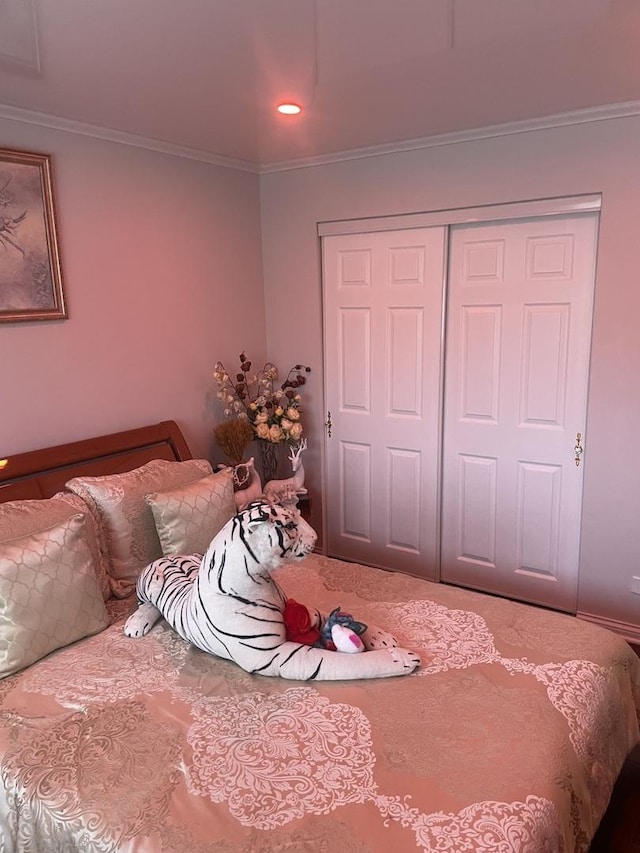11A Kingery Quarter Unit 202, Willowbrook, IL 60527 - bedroom with ornamental molding and a closet