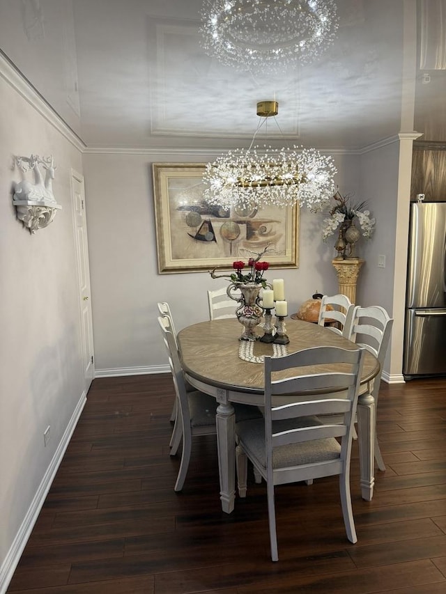 11A Kingery Quarter Unit 202, Willowbrook, IL 60527 - dining space with hardwood / wood-style flooring, a chandelier, and crown molding