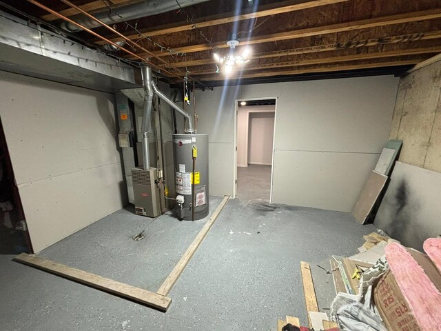 2952 Blue Oats Dr, Rockford, IL 61102 - unfinished basement with water heater and heating unit