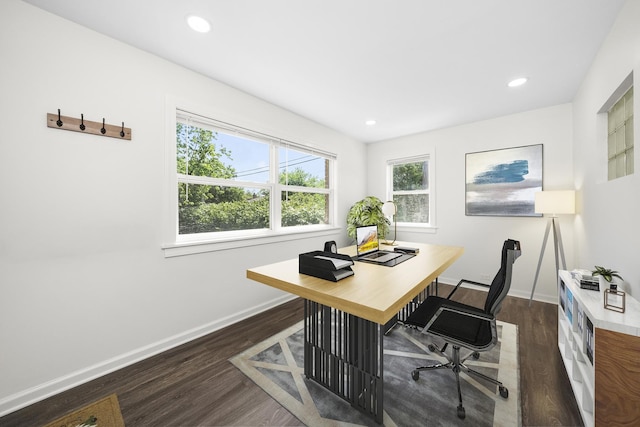 5145 Lee St, Skokie, IL 60077 - office area with dark wood-type flooring and recessed lighting