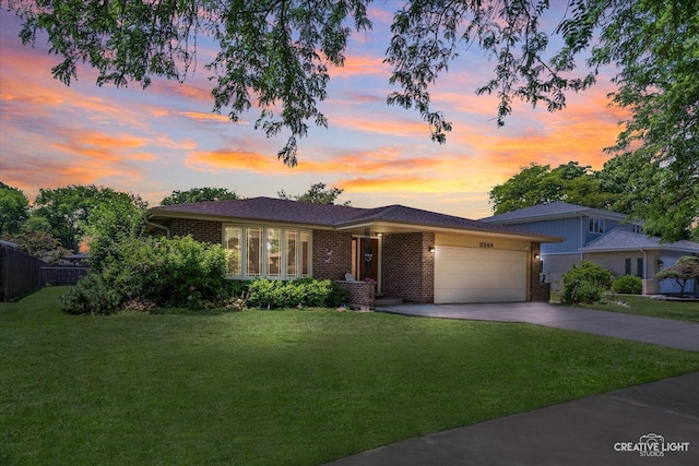 8349 Cristina Ave, Orland Park, IL 60462 - ranch-style house featuring brick siding, a garage, and concrete driveway