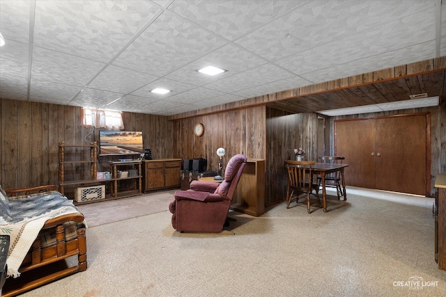 8349 Cristina Ave, Orland Park, IL 60462 - carpeted living room with wooden walls