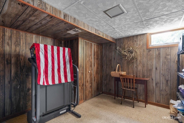 8349 Cristina Ave, Orland Park, IL 60462 - misc room featuring wood walls and carpet