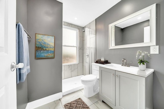 396 E Kensington Ave, Chicago, IL 60628 - full bathroom featuring a shower stall, vanity, and marble finish flooring