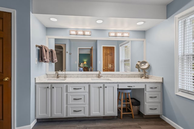 6897 Galena Rd, Bristol, IL 60512 - full bath featuring double vanity and wood finished floors