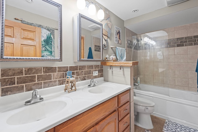 6897 Galena Rd, Bristol, IL 60512 - bathroom featuring double vanity, shower / washtub combination, and tile patterned flooring