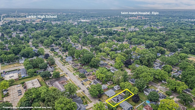 374 Heine Ave, Elgin, IL 60123 - aerial view of property and surrounding area with property boundaries highlighted