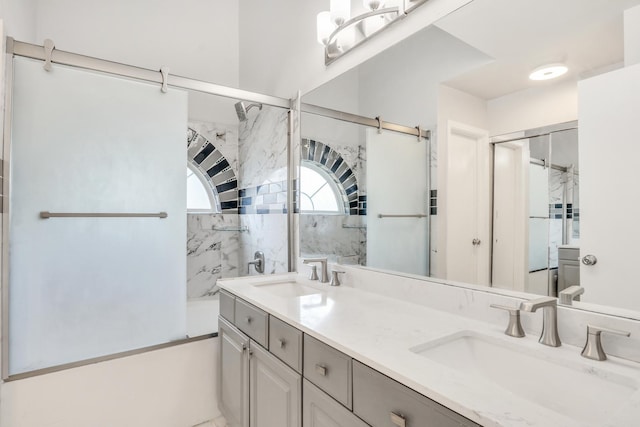 1379 Clavey Ln, Gurnee, IL 60031 - bathroom featuring enclosed tub / shower combo and double vanity