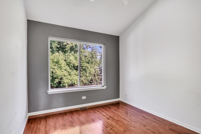 1379 Clavey Ln, Gurnee, IL 60031 - unfurnished room with hardwood / wood-style flooring and vaulted ceiling