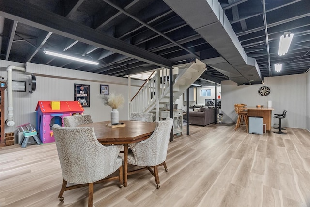 1617 Addleman St, Joliet, IL 60431 - dining space with wood finished floors, stairway, and bar