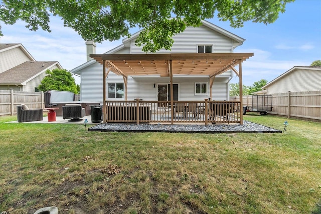 1617 Addleman St, Joliet, IL 60431 - rear view of house featuring a fenced backyard, a patio, and a chimney