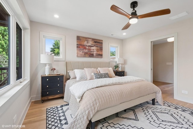 2715 Reese Ave, Evanston, IL 60201 - bedroom featuring light wood-style flooring, recessed lighting, and ceiling fan